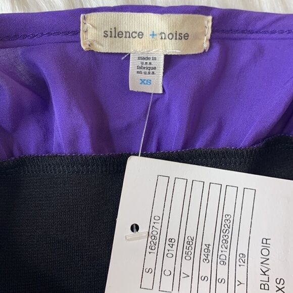 Silence + Noise Purple & Black Flutter Collar BodyCon Dress Size XS - Picture 8 of 12
